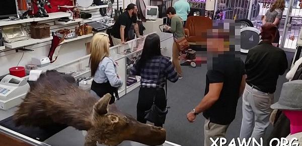  Large meat stick is drilling a lewd amateur in the store
